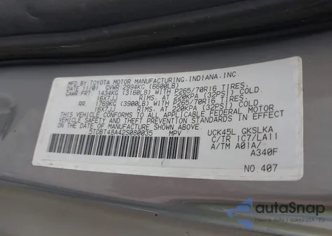 2002 Toyota Sequoia Limited V8 from USA, damaged, VIN 5TDBT48A42S080035